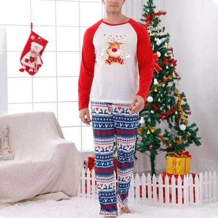 

ZKCCNUK Parent-child Warm Christmas Set Printed Home Wear Pajamas Two-piece Dad Set Christmas Pajamas for Family Fall Pajamas on Clearance