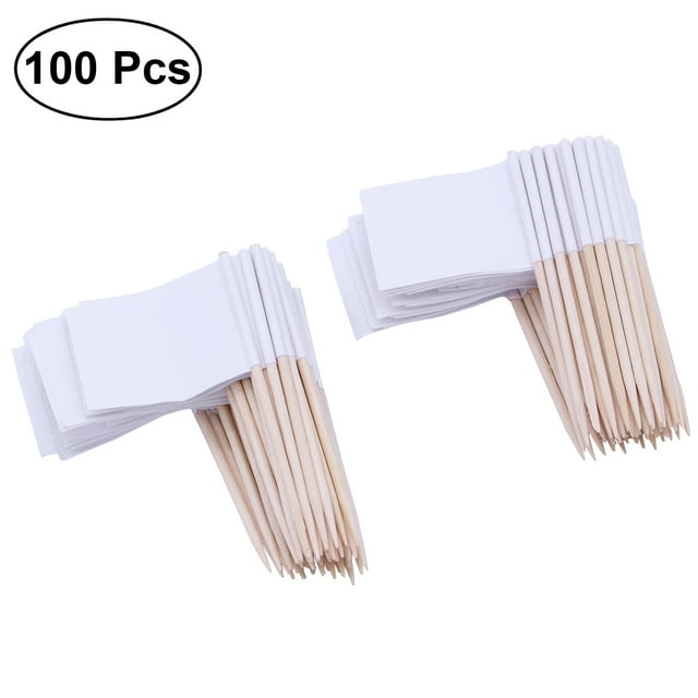 Pack of 100 Racing Flag Toothpicks Flag Picks Appetizer Toothpicks Fruit Sticks for Cocktail Party - White