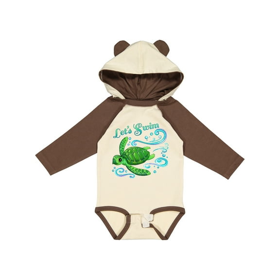 Inktastic Lets Swim Cute Sea Turtle Boys or Girls Long Sleeve Baby Bodysuit