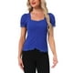 thumbnail image 1 of CAMISA VICTORIANA INSPIRE CHIC para MUJER con ESCOTE CORAZÓN, MANGAS ABULLONADAS, BLUSA GÓTICA CON LACITOS para HALLOWEEN en AZUL REAL, 1 of 7