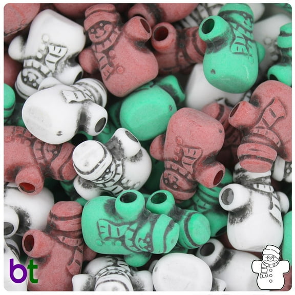 BeadTin Christmas Mix Antique 22mm Snowman Pony Beads (24pcs)