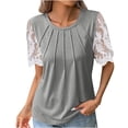 thumbnail image 3 of Fesfesfes Turtle Neck Body Suit Women's Fashion Solid T-shirt Lace Short Sleeves Blouse Round Neck Casual Tops Undershirts Short Sleeve Women 6(M), 3 of 6