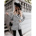 thumbnail image 5 of utcoco Womens 2026 Fashion Tweed Blazers Business Casual Double Breasted Open Front Plaid Blazer Jackets, 5 of 6
