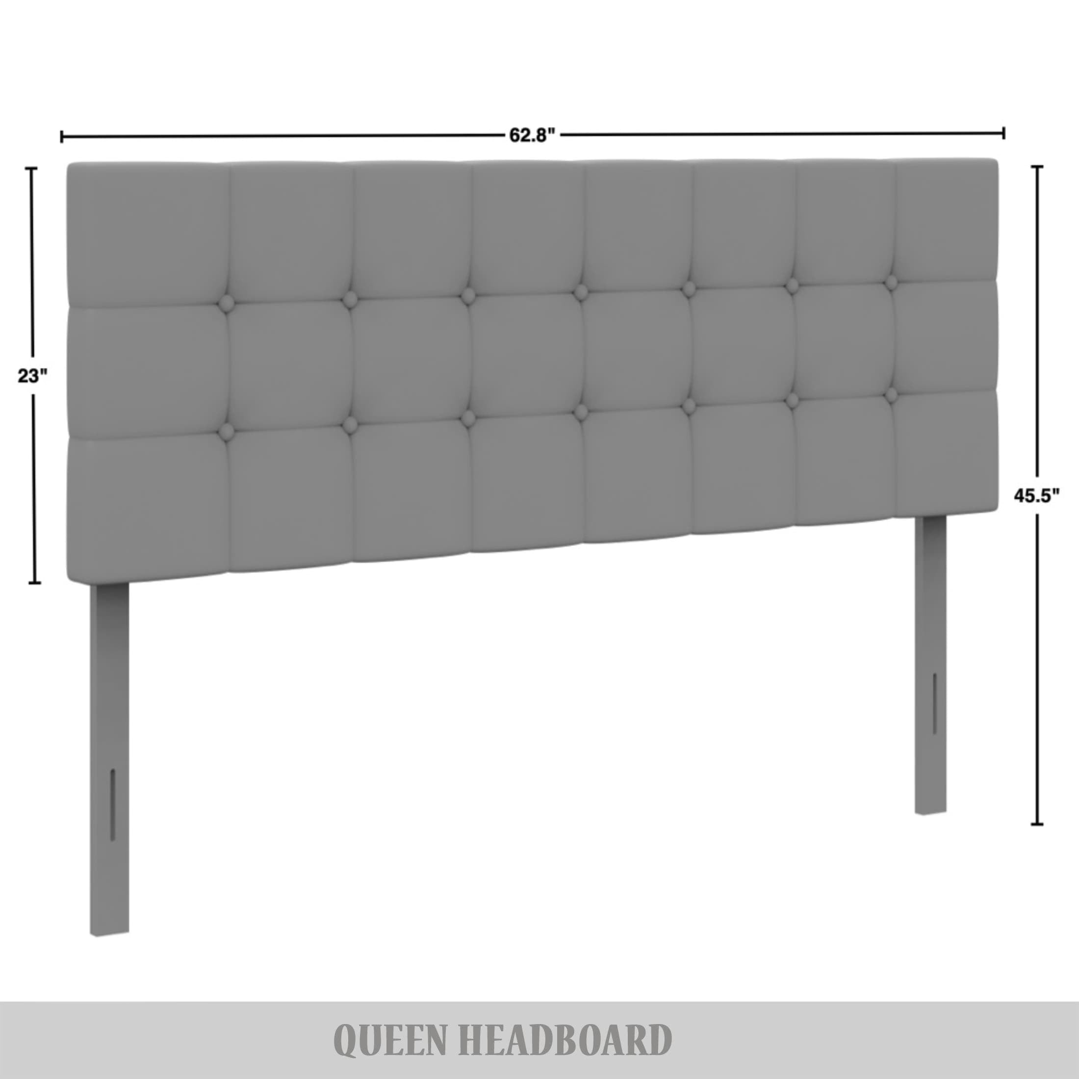 Castle Place Queen Upholstered Headboard, Button-Tufted Linen, Warm Grey