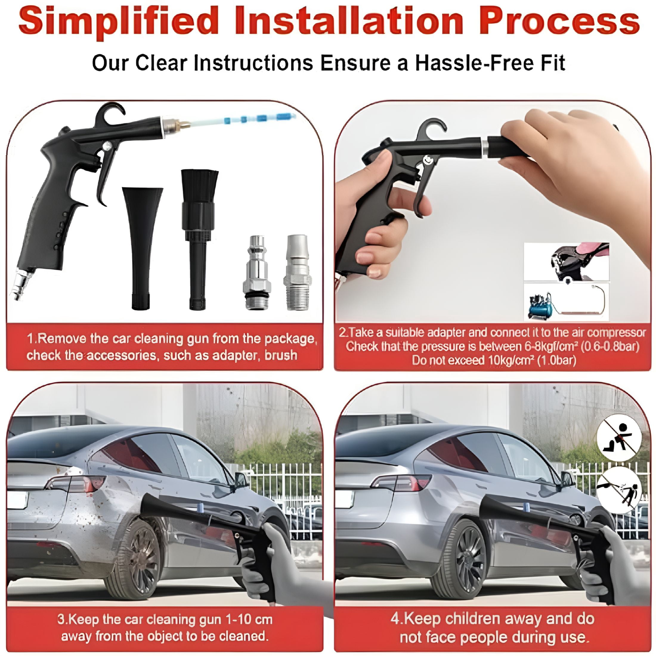 ACDANC High Pressure Car Detailing Kit with Multifunctional Cleaning Tool,Ergonomic Grip,Multiple Accessories,For Interior and Exterior Car Cleaning Interior Car Detailing Kit