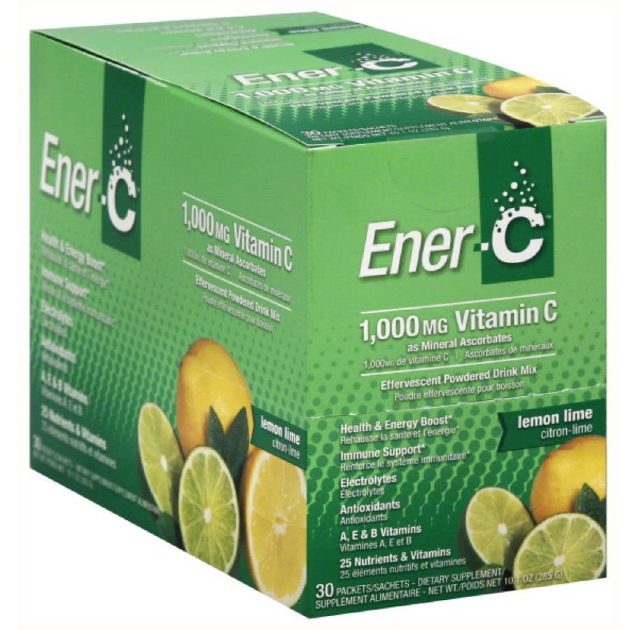 EnerC Effervescent Powdered Drink Mix, Vitamin C, 1000 mg, Lemon Lime, 30 CT by