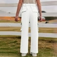 thumbnail image 5 of CPNG Teen Girls Solid Color Baggy Leg Wide Leg Cargo Denim Pants Trendy Loose Casual Denim High Waist Cargo Jeans(White,12-13 Years), 5 of 8