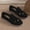 Black, variant on Women's Buckle Decorated Tank Top Velvet Round Toe Low Heel Khaki Flat Shoes shikongkuajing