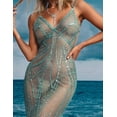 thumbnail image 5 of Vestido bohemio largo y brillante con corte transparente para mujer, glamuroso, glamuroso, con purpurina, para salir por la noche, cuello en V, de malla, para cita, 5 of 5