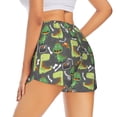 thumbnail image 4 of Picia Cartoon Dinosaurs (2) Pattern Women's 2 in 1 Athletic Running Shorts High Waisted Workout Casual Gym Sweat Shorts with Comfy Liner Zipper Pockets-Large, 4 of 9