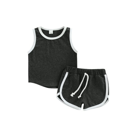 

Baby Boy Summer Tank Top and Elastic Waist Drawstring Shorts Outfit Set 2pc