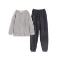 thumbnail image 3 of Pijamas de mujer de invierno de manga larga de forro polar coral con forro polar de franela gruesa ropa de casa traje de felpa para mujer, 3 of 3