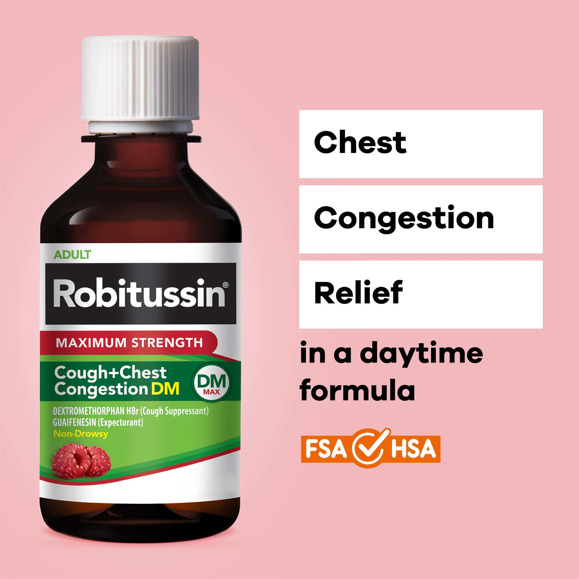 Robitussin Max Strength Non-Drowsy Cough Congestion DM and Cold Medicine, 8 Fl Oz - image 5 of 9