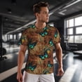 thumbnail image 3 of Wukai Vintage Butterfly Green Print Men's Short-Sleeved Mesh T-Shirt,Quick-Dry Short Sleeve Workout T-Shirt-4X-Large, 3 of 8