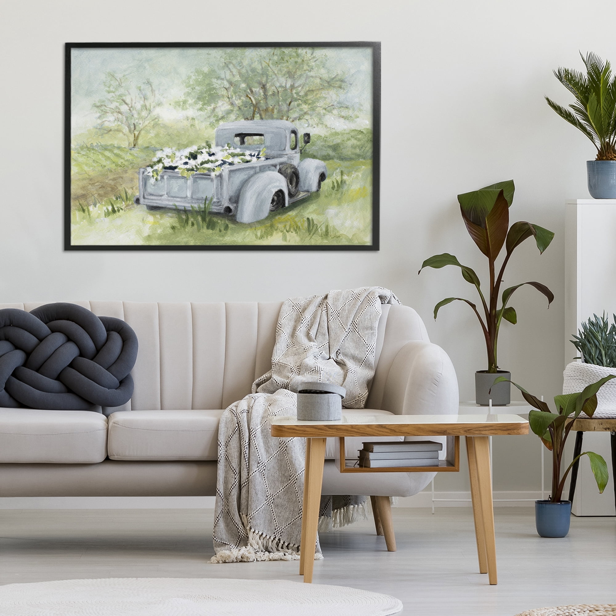 Stupell Industries Vintage Blue Truck Flower Sale Black Framed Giclee Art, design by Lanie Loreth