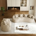 thumbnail image 5 of Wiilayok 68.5" Modern Chenille Sofa,Curved Sofa with Deep Seat,Cloud Compression Sofa Couch for Living Room,No Assembly,Light Brown, 5 of 12