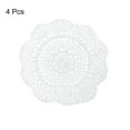 thumbnail image 3 of Fabric Coasters, 4pack 8" - Cotton Woven Crochet Doilies, Lace Embroidery Cup Mat with Floral Pattern (White), 3 of 5