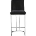 thumbnail image 4 of HomeStock Modern Muse Contemporary Velvet Upholstered Counter Stool with Polished Metal Legs, 16" W x 19.5" D x 36.5" H, Ideal for Bar or Pub Tables-Color:Black and Chrome, 4 of 10