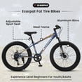 thumbnail image 6 of Fat Tire Mountain Bike with Dual Disc Brake, 21 Speeds High-Carbon Steel Frame Bike with Front Suspension, Adult Sport Bicycle for Men and Women, Gray, 6 of 7