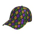 thumbnail image 1 of Fotbe Mardi Gras Shiny Green Purple Gorro Clásico de Béisbol, Gorra Ajustable con Broche Snapback, Gorro de Exterior de Algodón Suave, 1 of 6