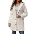 thumbnail image 5 of larppty Fleece Jacket for Women Winter Warm Button Down Hooded Coat Casual Soft Lightweight Fall Teddy Outerwear Fuzzy Coats (White, 4XL), 5 of 5