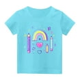 thumbnail image 6 of Frwgonr Cute Shirts for Teen Girls Short Sleeve Girls Casual Shirts Graphic Tops Back of School Clothes Sky Blue, Size 3-15 Years, 6 of 6
