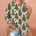 thumbnail image 4 of AOOCHASLIY Fall Winter Christmas Sweatshirt Women Merry and Bright Christmas Long Sleeves Round Neck T-Shirt Funny Xmas Lights New Blouse Holiday Tops, 4 of 7