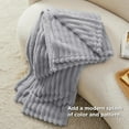 thumbnail image 5 of Ultra Soft Faux Rabbit Fur Throw Blanket, Warm Plush Striped Blankets – Luxury Home Decor, Fluffy Throws for Couch, Chair, Sofa, 750GSM (Cream, 50"x60"), 5 of 5