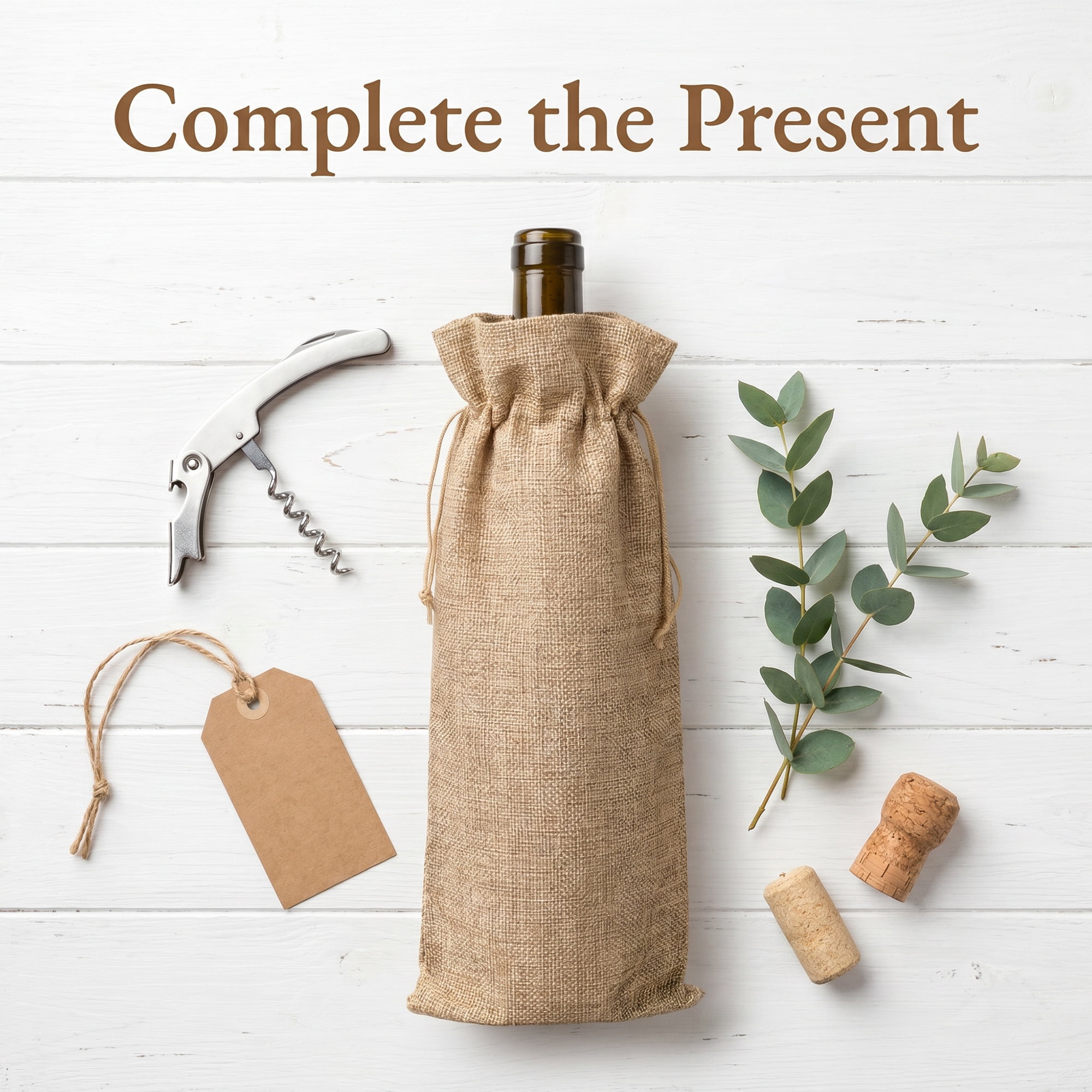 Unique Bargains Elegant Single Wine Bottle Gift Bags with Handles Flax 5.9" x 13.8"