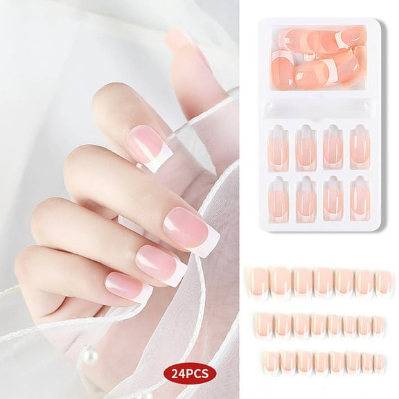 Thsue Long Ballet Wear Nail French Pointed Nail Love Flower Wearable Nail Patch