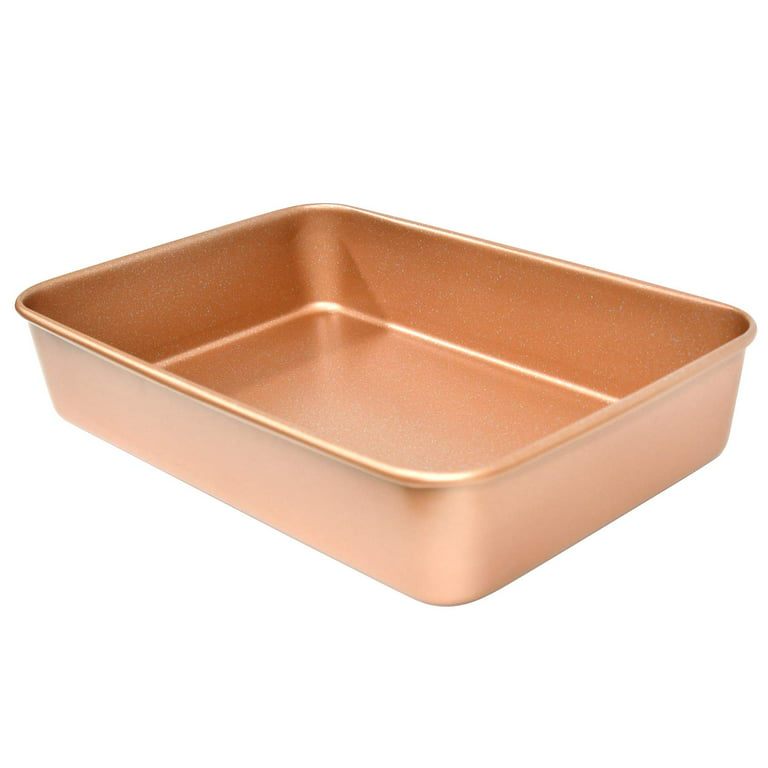 Casaware 11 x 9 x 2-Inch Toaster Oven Ultimate Series Commercial Weight Ceramic Non-Stick Coating Baking Pan (Rose Gold Granite)