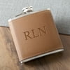 Personalized Tan Hide-Stitch Flask