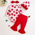thumbnail image 5 of TOWED22 Newborn Infant Girl Clothes Rib Knit Romper Daisy Print Pants Headband Baby Clothes for Girls 0 3 6 12 18 24 Months,Color: Red,Size:9-12 M, 5 of 9