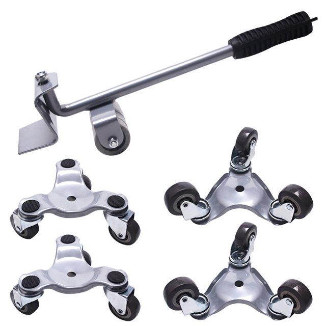 Juego de herramientas para mover muebles, rodillo de 4 ruedas + 1 juego de barra de rueda, herramientas manuales, elevador de Transporte de muebles, herramienta para mover cosas pesadas
