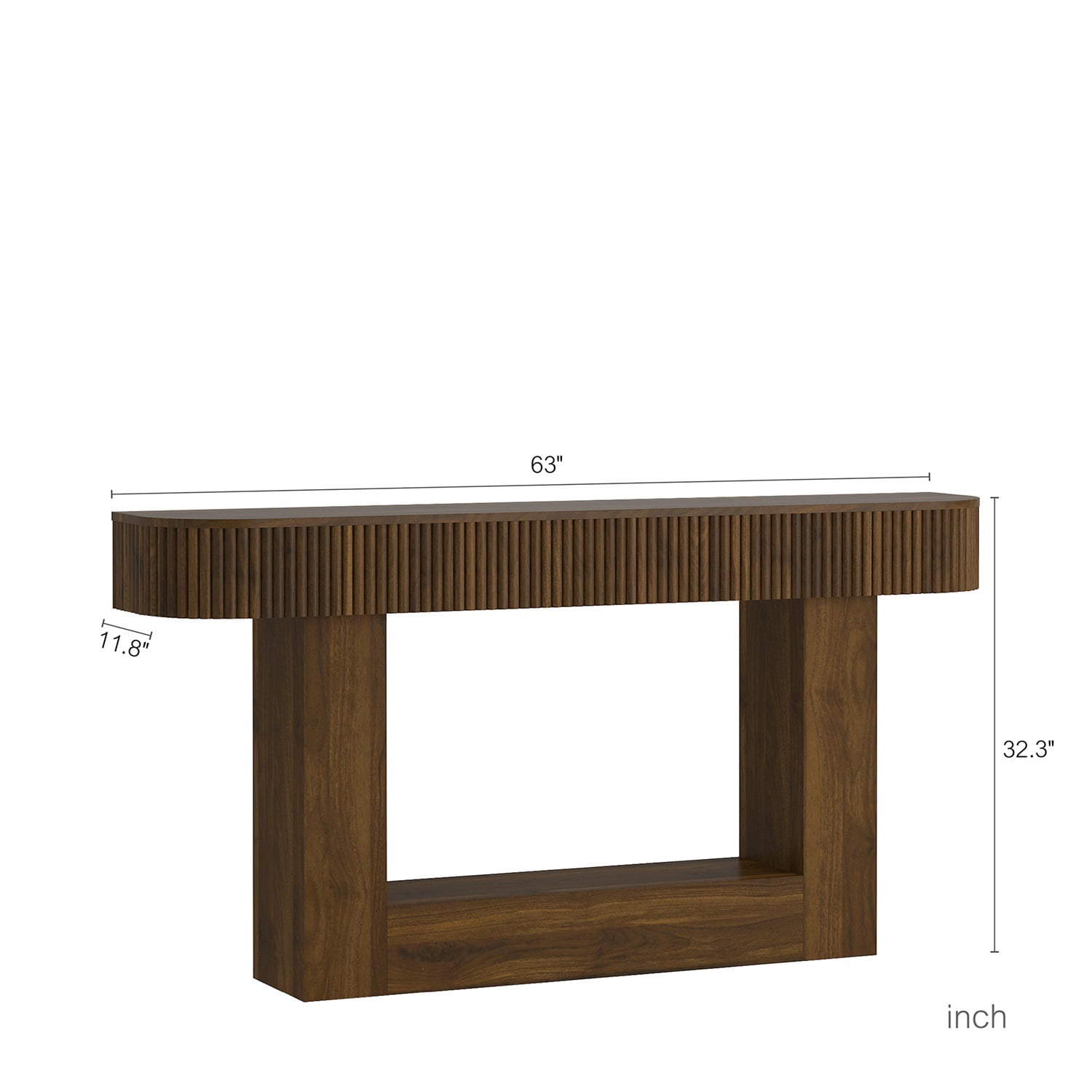 Hommoo 62.9-Inch Farmhouse Wooden Console Table, Narrow Hallway Accent Table for Living Room, Entryway, Foyer & Behind Sofa, MDF Rustic Rectangular Sofa Table, Walnut