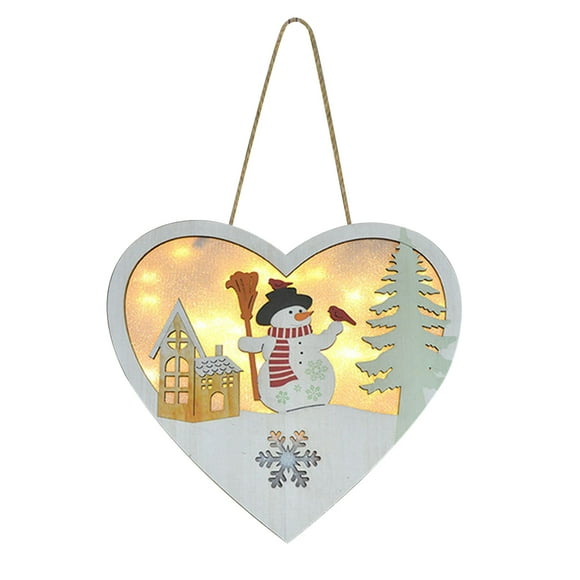 Muñeco De Nieve De Madera De Navidad Que Cuelga Con Decoraciones De Luz Signo De Bienvenida De Navidad Colgante Favores De Fiesta Suministros De Decoración Vogacara HA038989-00
