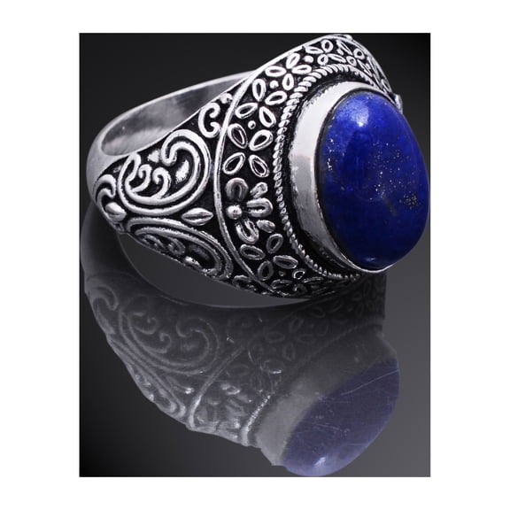 Natural Lapis Lazuli Gemstone Handmade 925 Sterling Silver Ring Size 11.5