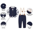 thumbnail image 2 of Traje de lino de 5 piezas SANGTREE azul marino con estampado floral para niños de 9 a 12 meses, 2 of 6