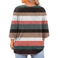 thumbnail image 4 of Women's Plus Size Plaid Print Top, Round Neck Three Quarter Sleeve Oversized Blouse, Trendy Casual Wear for Fall Season or Weekend, Light Brown - 2XL, 4 of 4