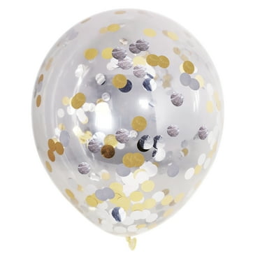 12" Silver/Gold Foil Confetti Balloons, 5 Count, by Way To Celebrate