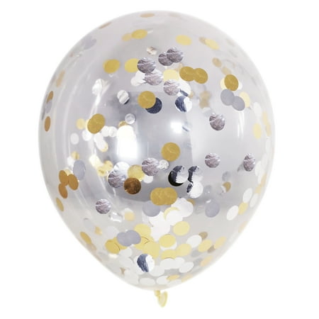 Way To Celebrate! 12In. Birthday Party Gold &Amp; Silver Foil Confetti Balloons, 5 Counts