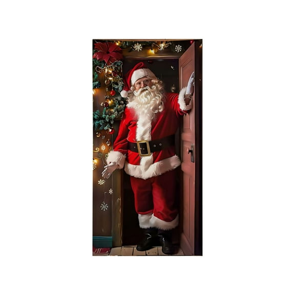 FeiFu 6.66x2.99 Ft Christmas 3D Visual Door Cover Decoration Festive Party Background Cloth for Home Door Decoration During Christmas Holiday Season