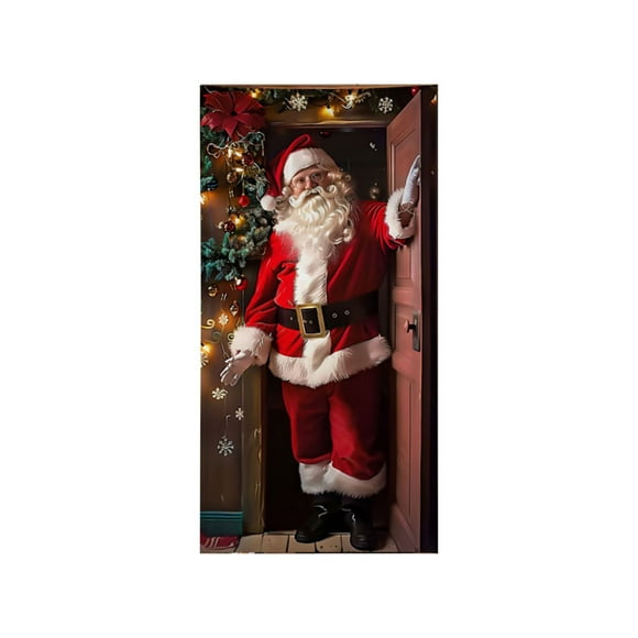 Decoraciones de Navidad Decoración de Puerta de Navidad de 6.66x2.99 Pies con Entrega de Regalo de Papá Noel, Fondo de la Atmósfera Festiva de la Fiesta Decoraciones de Navidad de Interior