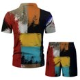 thumbnail image 6 of LYXSSBYX Mens Shorts Cargo Clearance Men's Fashion Short Sleeve Shorts Two Piece Casual Shirt Suit, 6 of 8