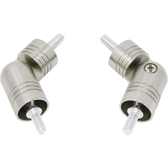 MERIVILLE Hinged Elbow Connector - Designed for Bay Window Curtain Rods or Corner Drapery Rods up to 1-inch Diameter, 2 Pcs (Satin Nickel)
