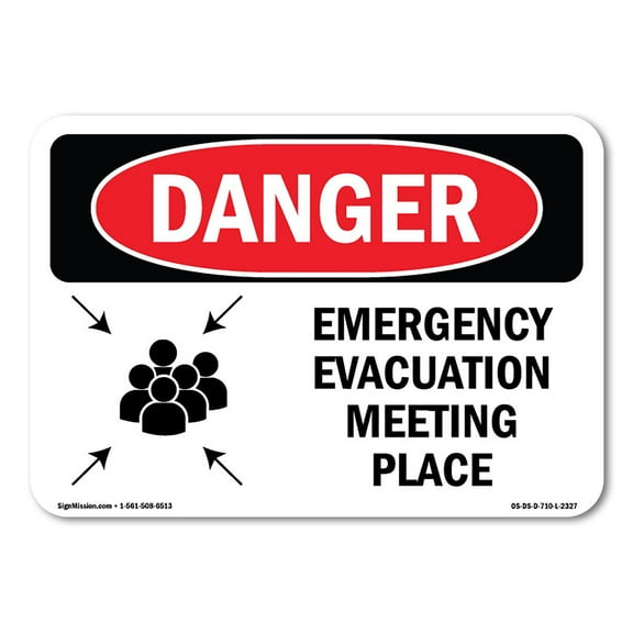 OSHA Danger Sign - Emergency Evacuation Meeting Place | Plastic Sign | Protect Your Business, Construction Site, Warehouse & Shop Area | Made in The USA