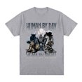 thumbnail image 3 of Camiseta con estampado de lobo divertido para hombres y mujeres, camisa de manga corta de algodón, informal, de gran tamaño, ropa de calle Unisex, 3 of 5