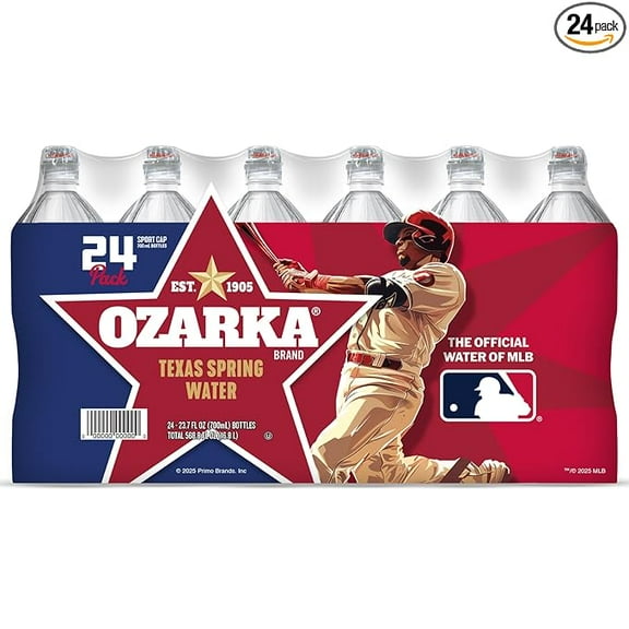 Pack of 1 Ozarka Texas Spring Water Bottles, 24 Pack - Still Drinking Water with Naturally Balanced Minerals for a Crisp Clean Taste - 23.7 Fl Oz Sports Bottle with Flip Cap