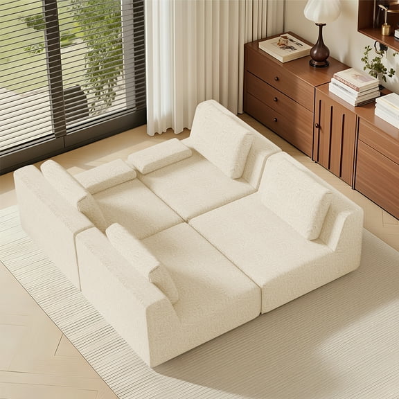 78.7" Sleeper Sofa Bed, Modular sectional sofa Chaise for Guest Room, Living Room, White