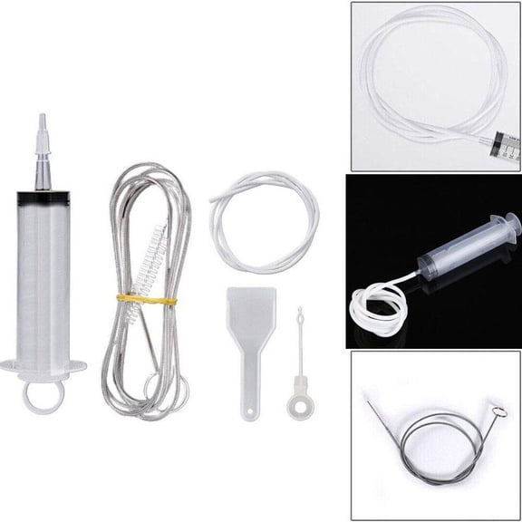 Refrigerator Drain Cleaning Kit – 5-Piece Fridge Defrost & Dredging Tool Set with Flexible Brush, Syringe & Shovel for Unclogging Drain Holes